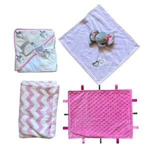 Baby Girl Blankets Towels Taggie Blanket Pink Babygirl Plush Stuffed Animal New